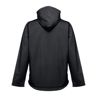 THC ZAGREB. Men's softshell jacket with detachable hood and rounded back hem